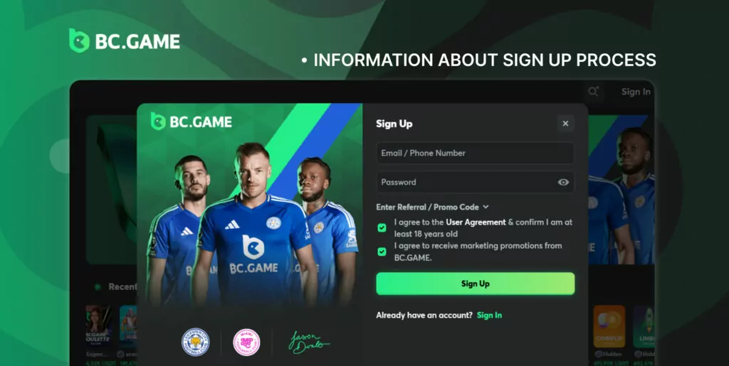 You need to register for BC game